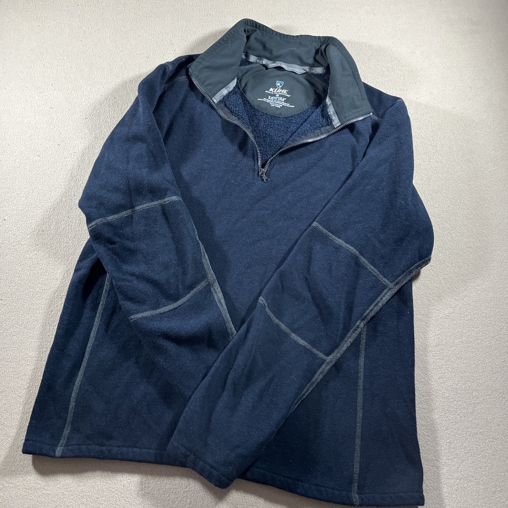 Kuhl Revel Sweater Men's M Navy 1/4 Zip Kashmira Pullover Preppy Outdoor